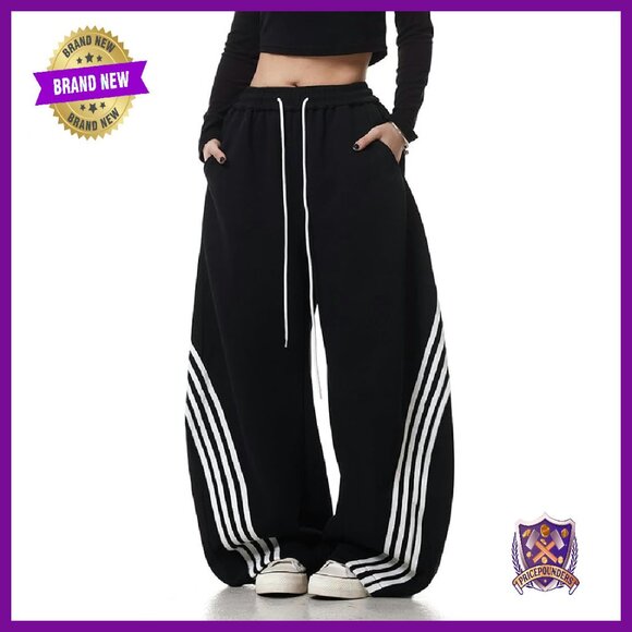 Pants - Women's Y2K Baggy Sweatpants High Waisted Wide Leg Joggers Drawstring